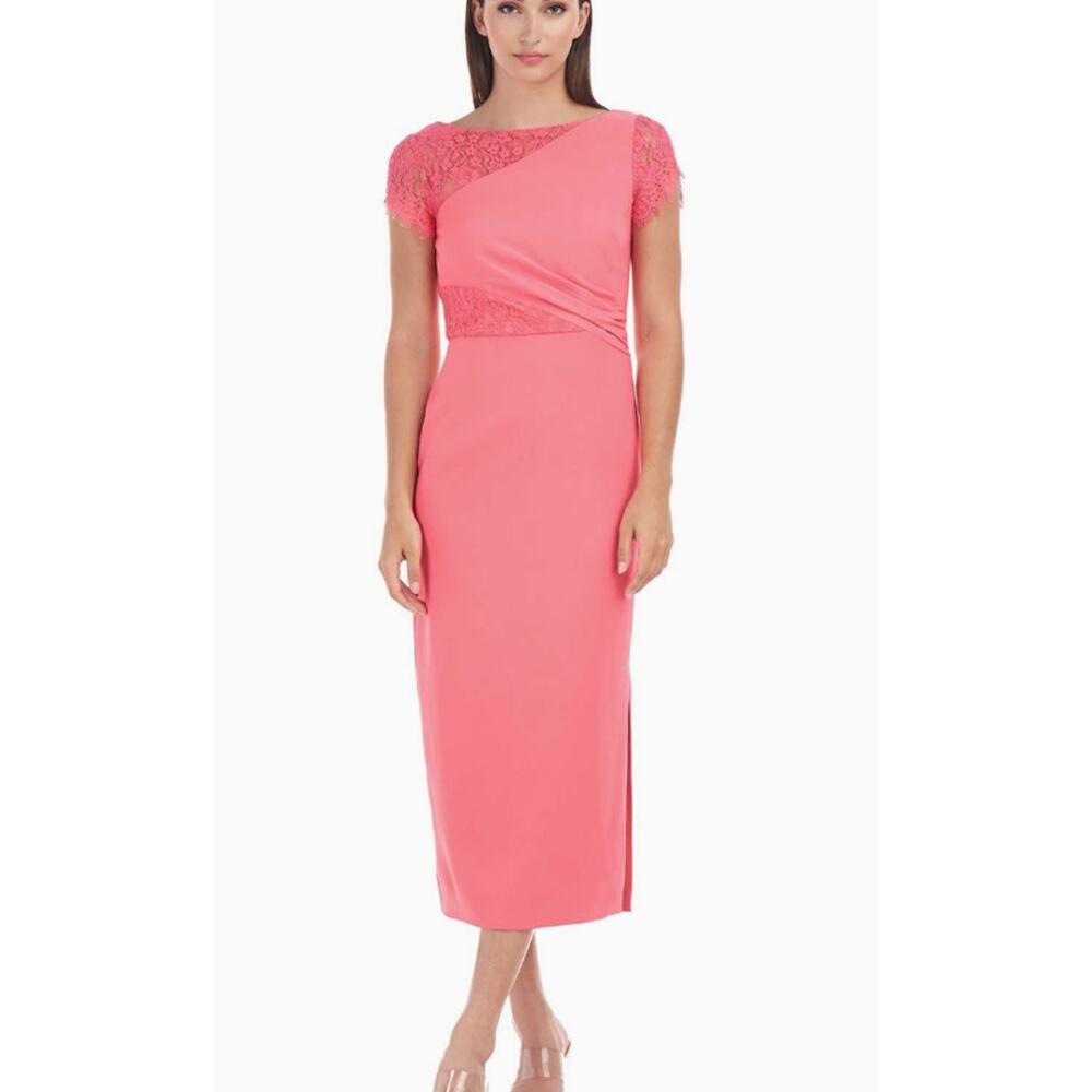 JS Collection Lissett Tea Length Lace Contrast Dress NWT Size 4